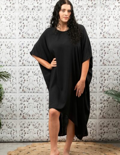 stylish black kaftan tanning dress